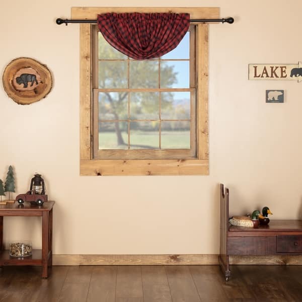 Shop Red Rustic Kitchen Curtains Vhc Cumberland Balloon Valance