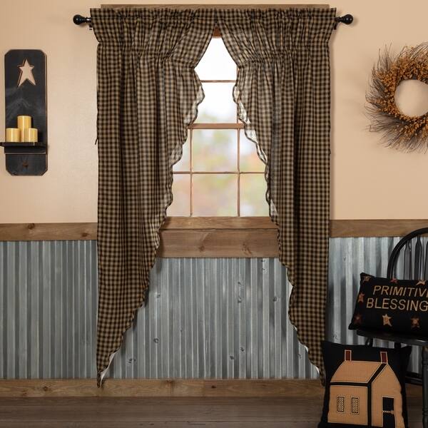Shop Black Check Scalloped Prairie Long Panel Set Of 2 84x36x18