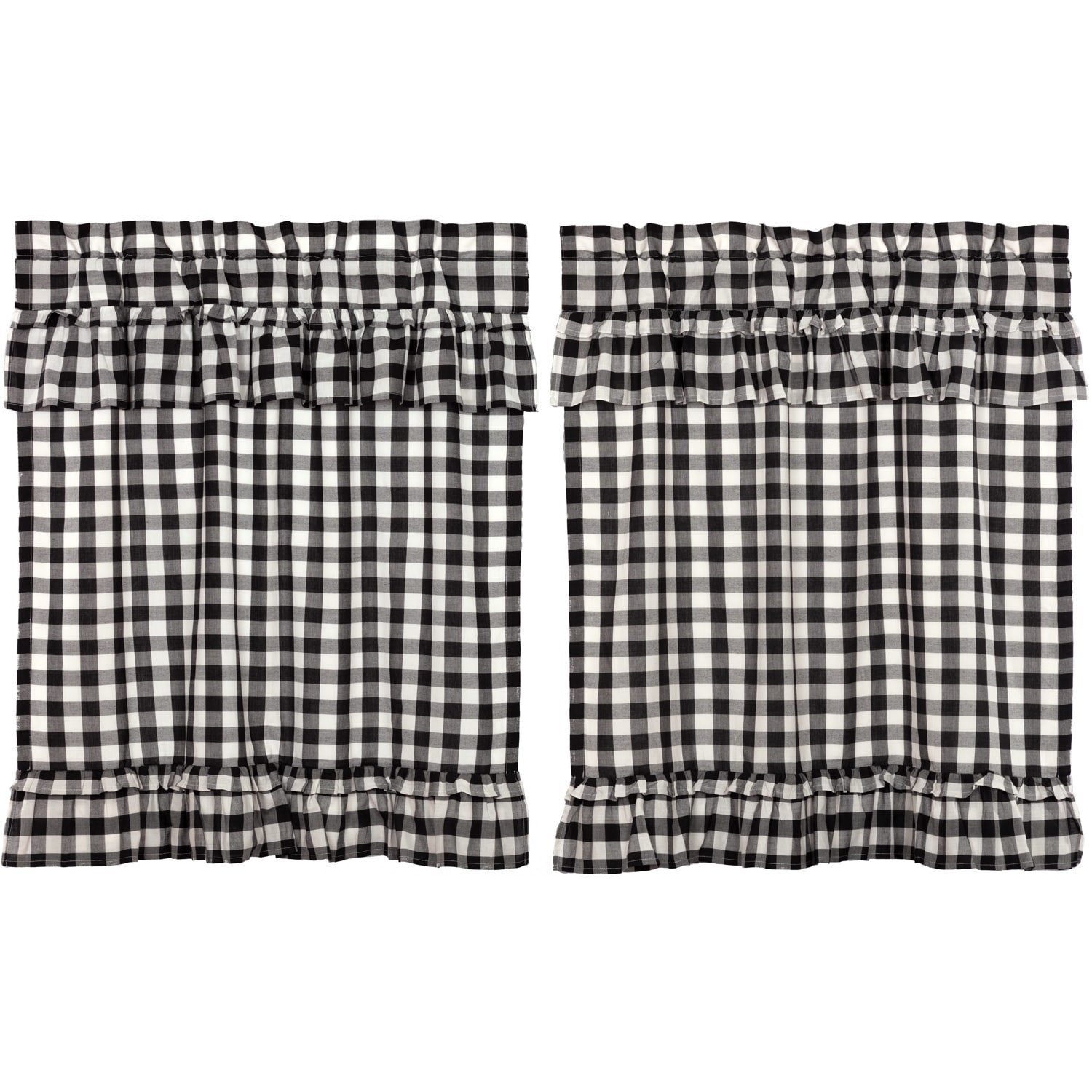 Farmhouse Kitchen Curtains Black And White Buffalo Plaid Tiers