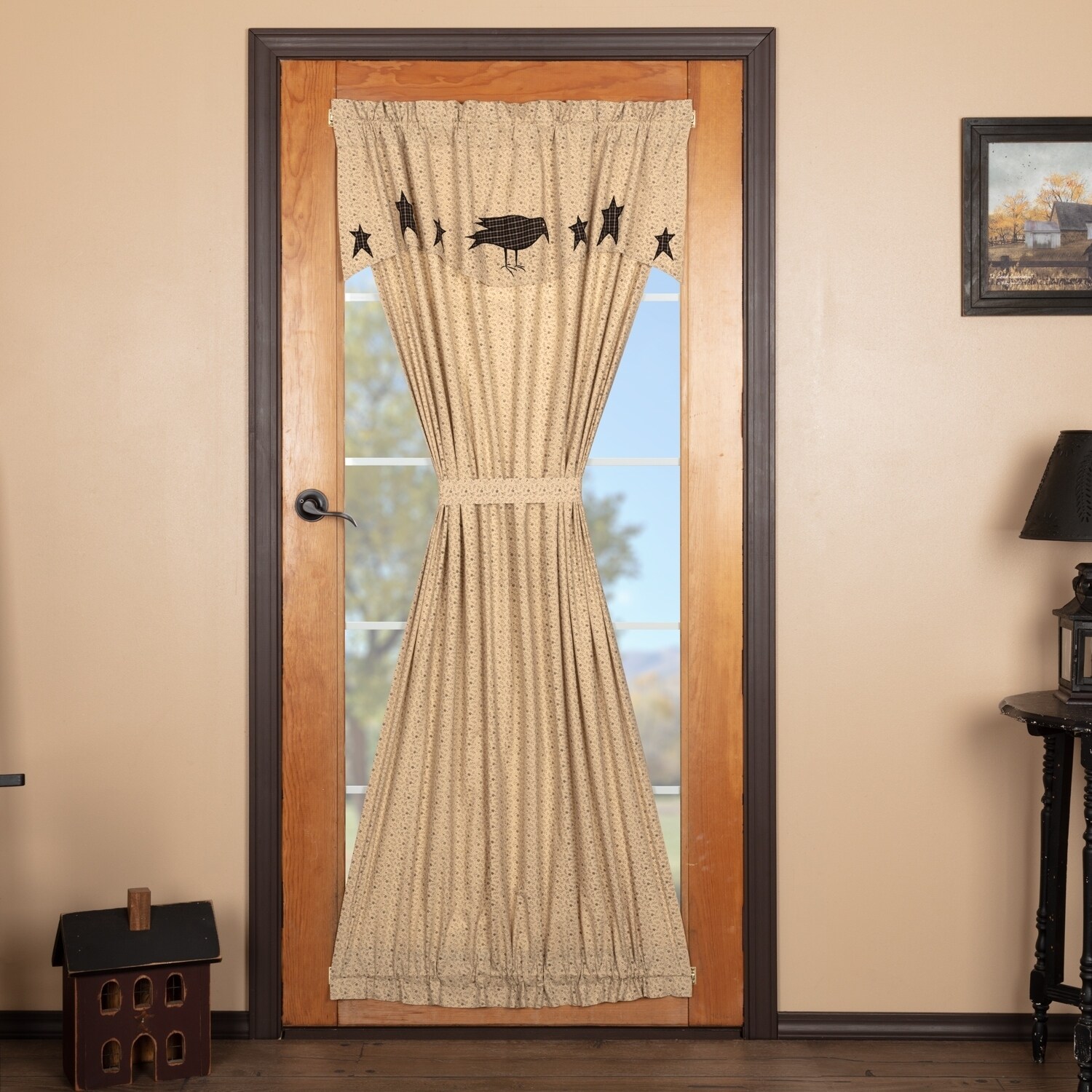 Shop Black Primitive Curtains Vhc Kettle Grove Crow And Star Door