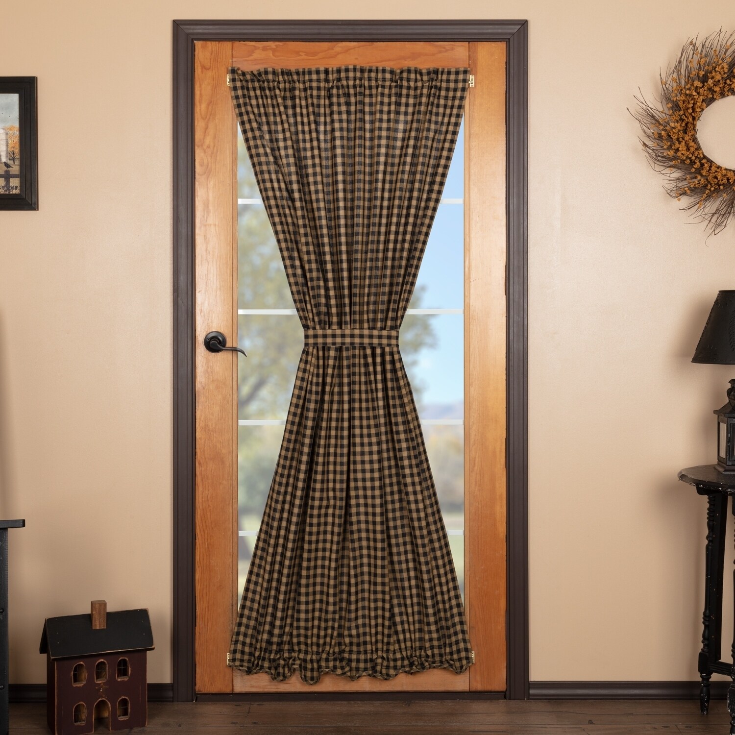 Shop Black Check Door Panel 72x40 Door Panel 72x40 Free