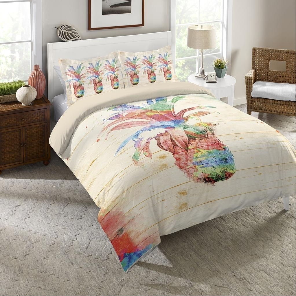 Shop Colorful Pineapple King Duvet Free Shipping Today