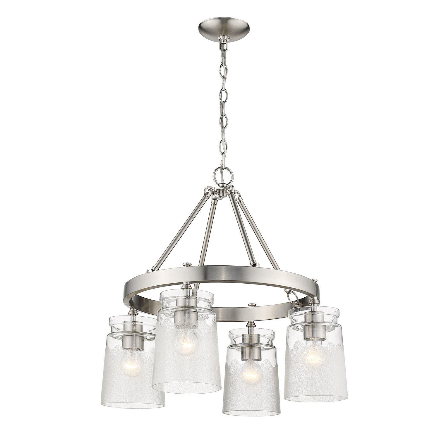 Carbon Loft Barton Pewter Steel Frosted Glass 4-light Chandelier (pewter with clear frosted artisan glass) - Chandeliers For Bedrooms by Overstock.com