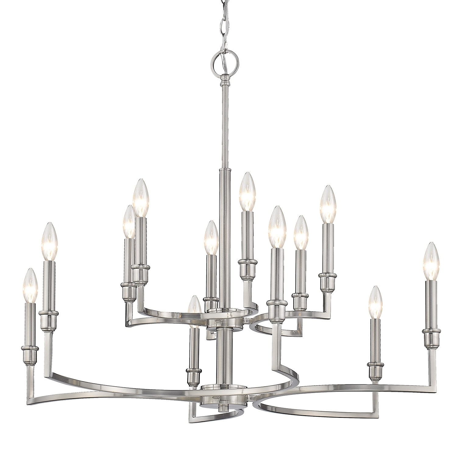 Strick & Bolton Monroe Pewter Steel 12-light Dimmable Chandelier (Pewter) - Chandeliers For Bedrooms by Overstock.com