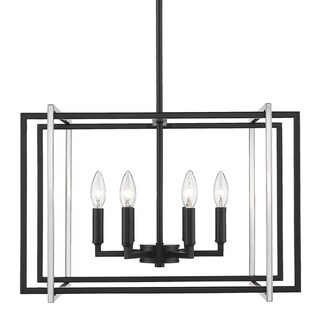 Strick & Bolton Norwood Black/ Aged Brass Steel 6-light Chandelier (black with pewter accents) - Chandeliers For Bedrooms by Overstock.com