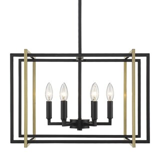 Strick & Bolton Norwood Black/ Aged Brass Steel 6-light Chandelier (black with aged brass accents) - Chandeliers For Bedrooms by Overstock.com