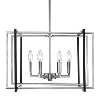 Strick & Bolton Norwood Black/ Aged Brass Steel 6-light Chandelier (pewter with matte black accents) - Chandeliers For Bedrooms by Overstock.com