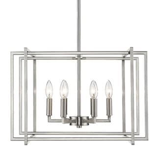 Strick & Bolton Norwood Black/ Aged Brass Steel 6-light Chandelier (pewter with pewter accents) - Chandeliers For Bedrooms by Overstock.com