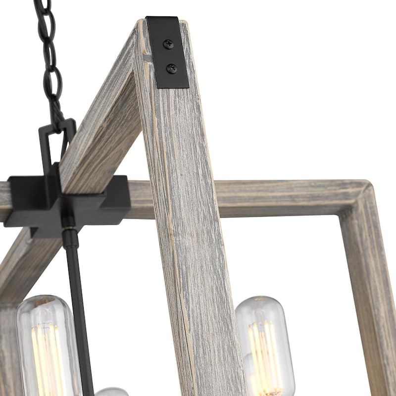 Carbon Loft Barton 6-light Black Steel and Wood Chandelier