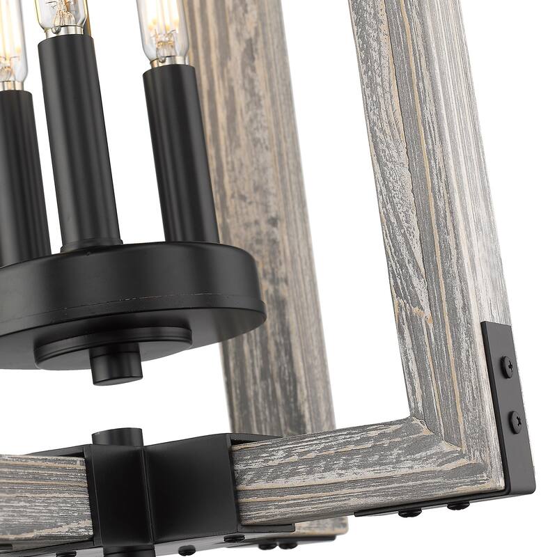 Carbon Loft Barton 3-light Soft Grey Cedar Wood and Black Steel Pendant