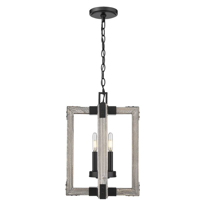 Carbon Loft Barton 3-light Soft Grey Cedar Wood and Black Steel Pendant