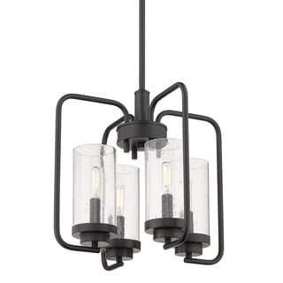 Carbon Loft Barton 4-light Aged Brass Chandelier (black with seeded glass) - Chandeliers For Bedrooms by Overstock.com