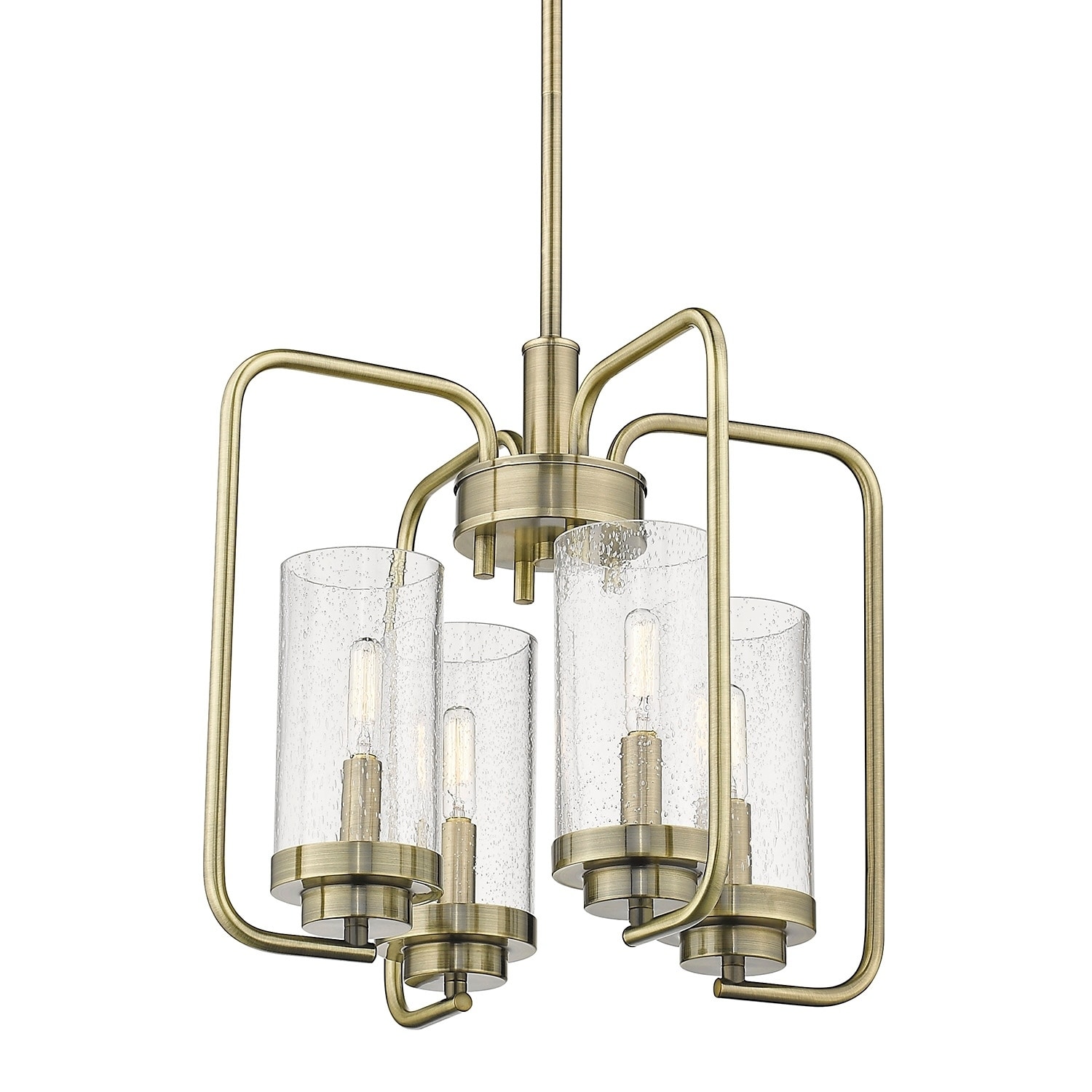 Carbon Loft Barton 4-light Aged Brass Chandelier (aged brass with seeded glass) - Chandeliers For Bedrooms by Overstock.com