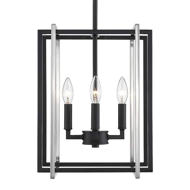 Strick & Bolton Norwood 4-light Steel Geometric Chandelier - black with pewter accents