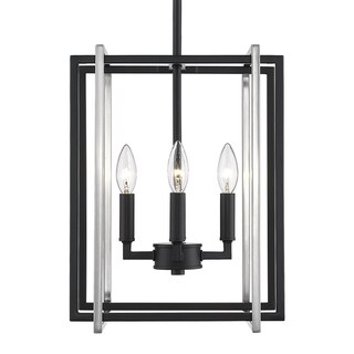 Strick & Bolton Norwood Black/ Aged Brass 4-light Chandelier (black with pewter accents) - Chandeliers For Bedrooms by Overstock.com