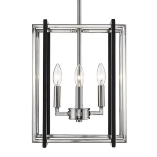 Strick & Bolton Norwood Black/ Aged Brass 4-light Chandelier (pewter with matte black accents) - Chandeliers For Bedrooms by Overstock.com