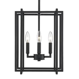 Strick & Bolton Norwood Black/ Aged Brass 4-light Chandelier (black with matte black accents) - Chandeliers For Bedrooms by Overstock.com