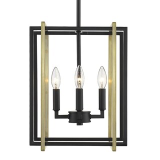 Strick & Bolton Norwood Black/ Aged Brass 4-light Chandelier (black with aged brass accents) - Chandeliers For Bedrooms by Overstock.com