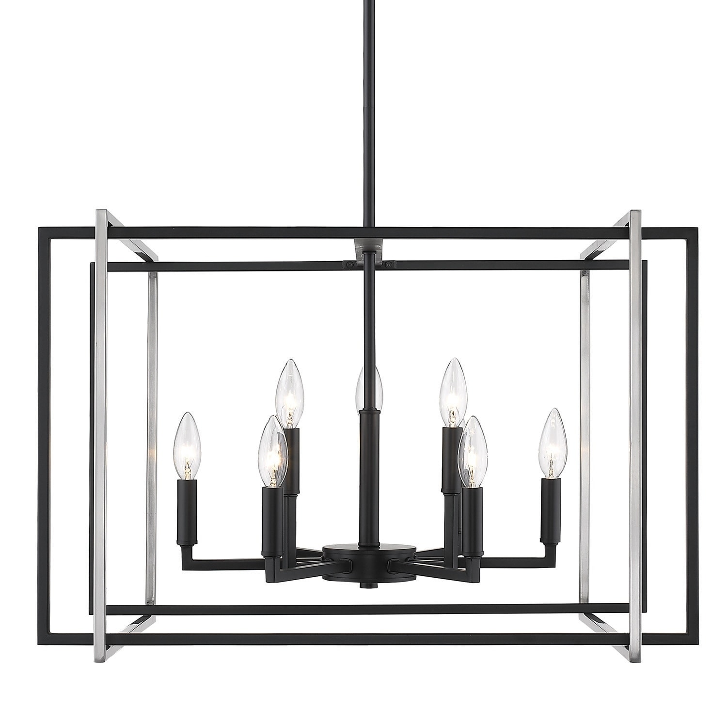 Strick & Bolton Norwood 2-tone Steel Cage 9-light Chandelier (black with pewter accents) - Chandeliers For Bedrooms by Overstock.com