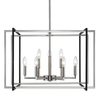 Strick & Bolton Norwood 2-tone Steel Cage 9-light Chandelier (pewter with matte black accents) - Chandeliers For Bedrooms by Overstock.com