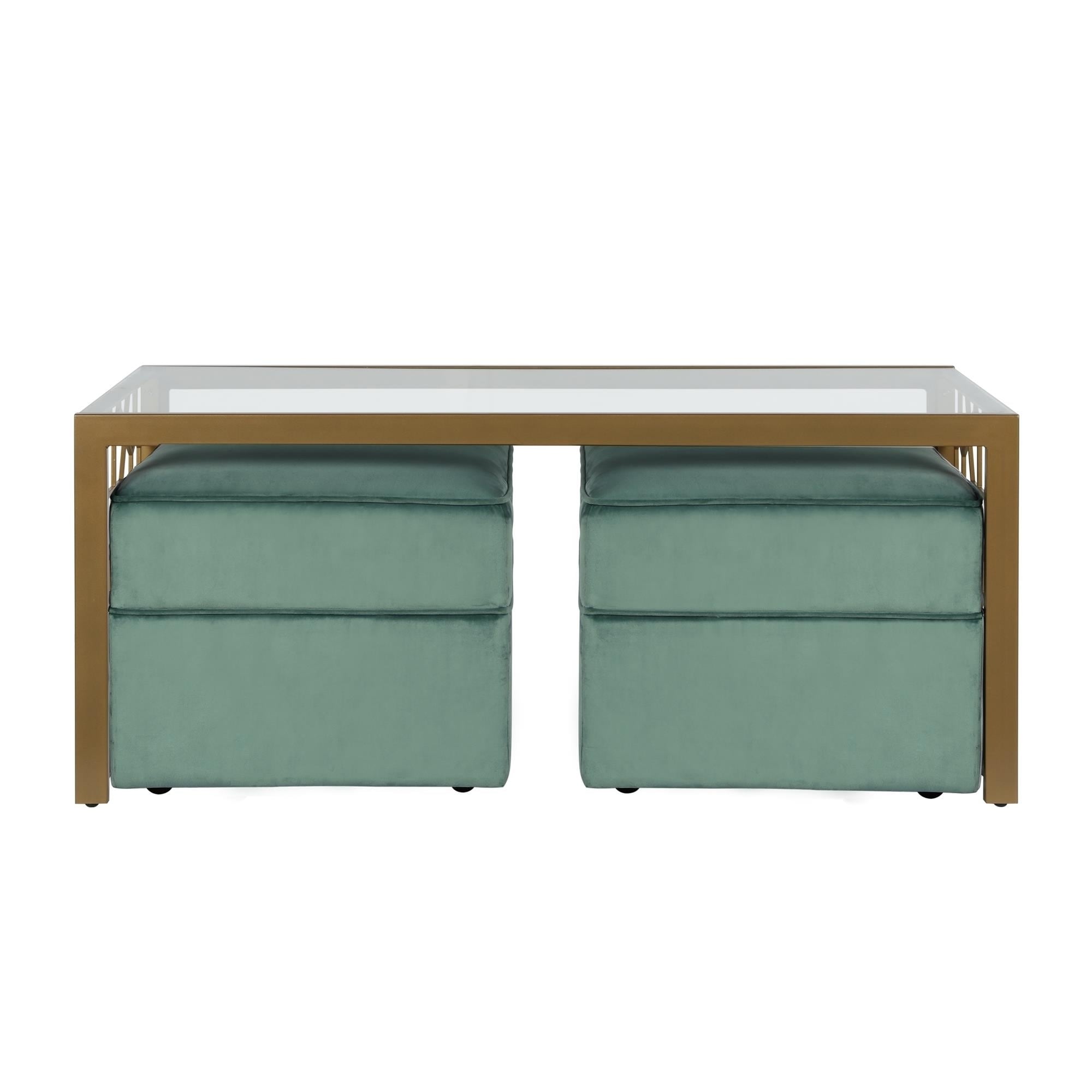 Juliette coffee table and deals two ottomans set