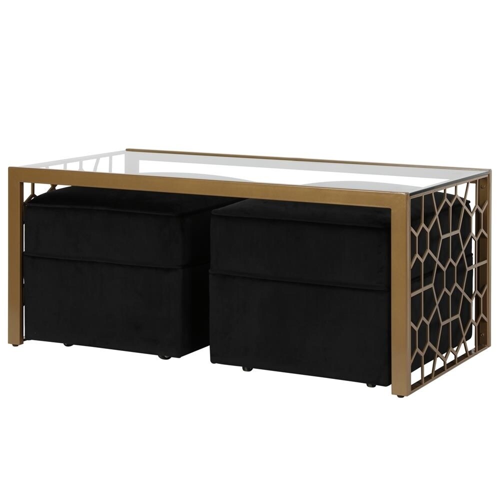 CosmoLiving by Cosmopolitan Juliette Coffee Table and Two Ottomans Set Bed Bath Beyond 26057522