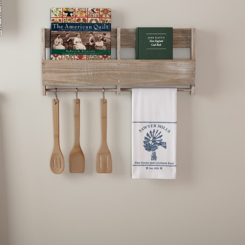 Sawyer Mill Blue Windmill Muslin Bleached White Tea Towel 19x28 - Tea Towel 28x19 - Single - Tea Towel 28x19 - Denim Blue/Soft White