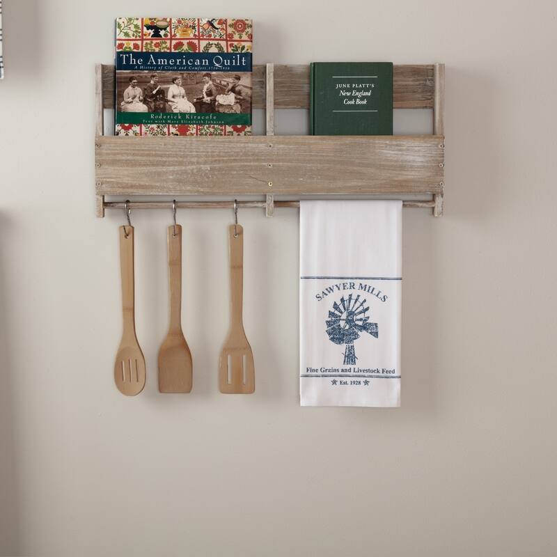 Sawyer Mill Blue Windmill Muslin Bleached White Tea Towel 19x28 - Tea Towel 28x19