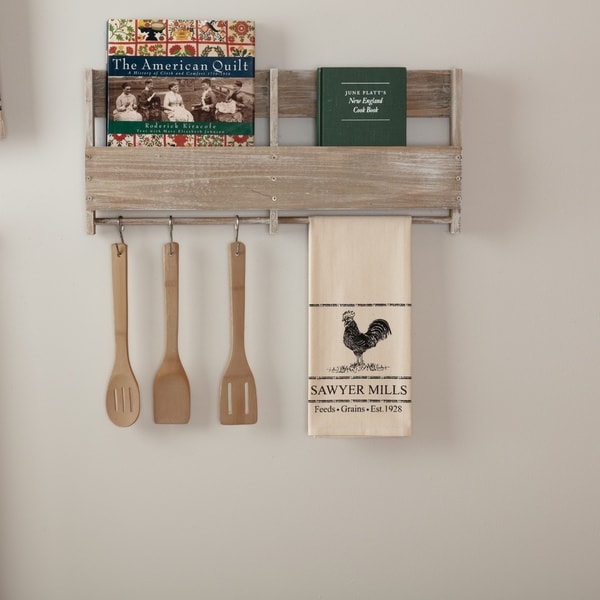 White Farmhouse Tabletop Kitchen VHC Sawyer Mill Poultry Kitchen Towel Fabric Loop Cotton Nature Print Stenciled Muslin
