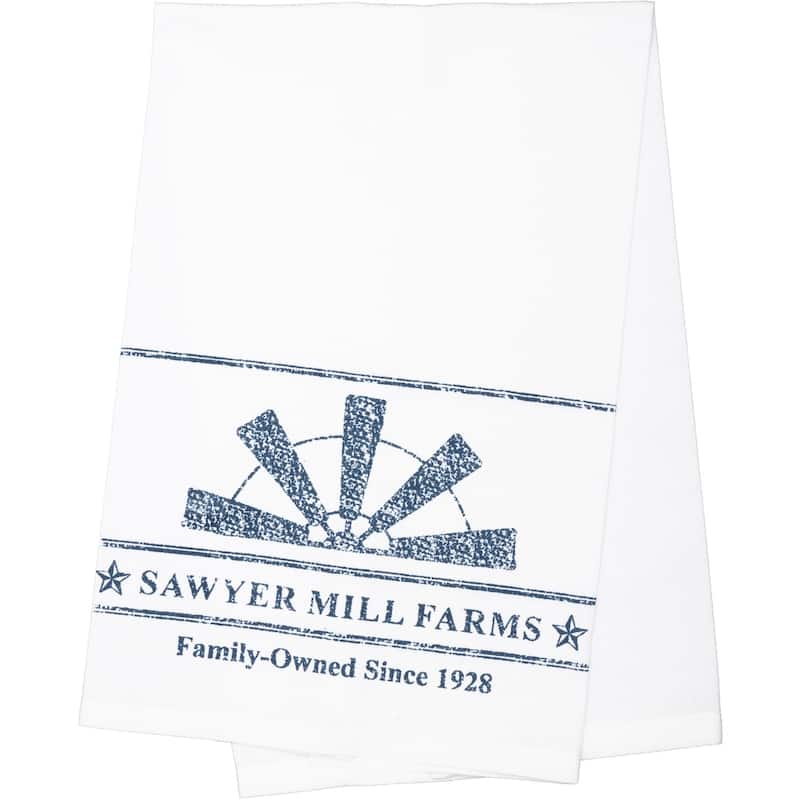 Sawyer Mill Blue Windmill Blade Muslin Bleached White Tea Towel 19x28 - Tea Towel 28x19