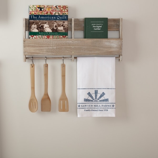 Blue Farmhouse Tabletop Kitchen VHC Sawyer Mill Windmill Blade Kitchen Towel Fabric Loop Cotton Graphic-Print Stenciled