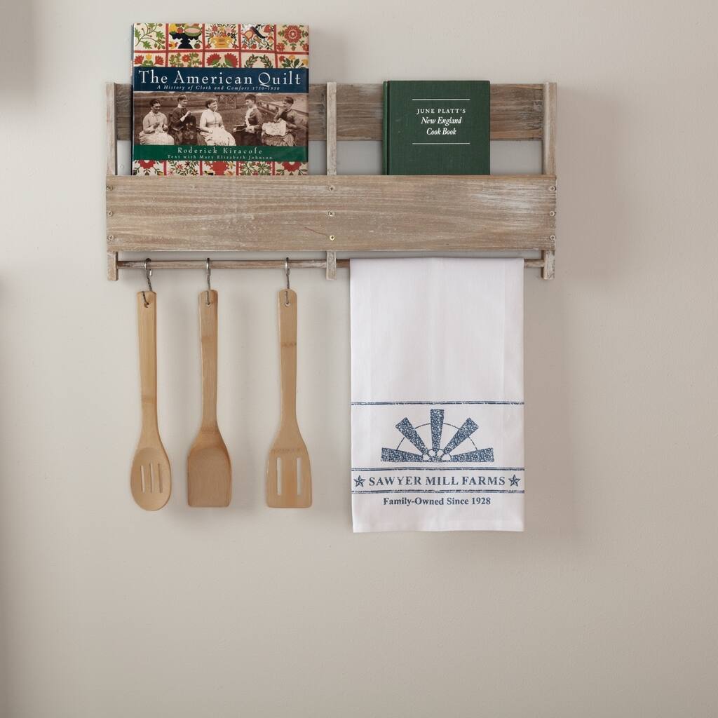 Sawyer Mill Blue Windmill Blade Muslin Bleached White Tea Towel 19x28 - Tea Towel 28x19