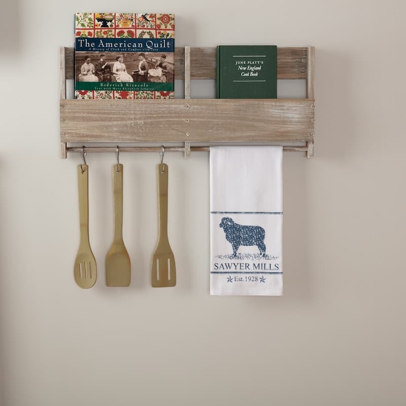 Sawyer Mill Blue Lamb Muslin Bleached White Tea Towel 19x28 - Tea Towel 28x19 - Single - Tea Towel 28x19 - Denim Blue/Soft White