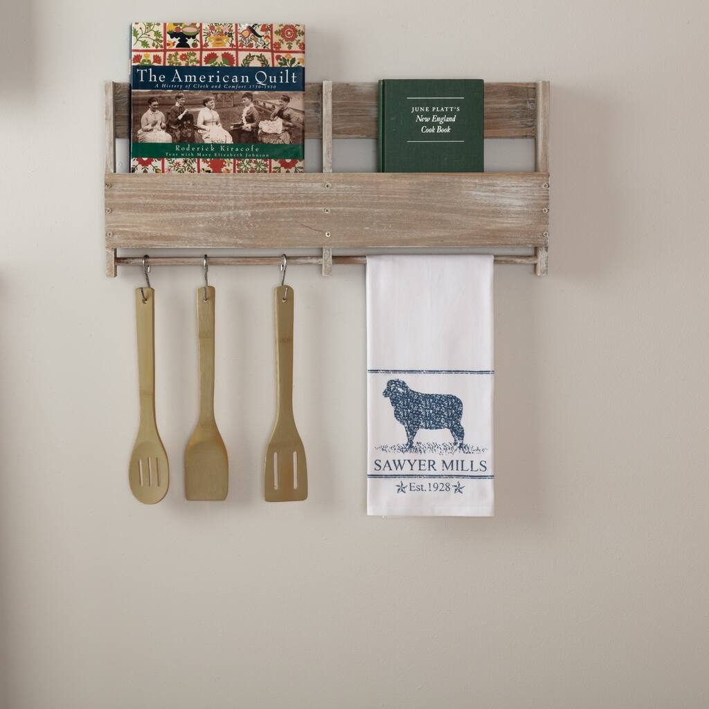 Sawyer Mill Blue Lamb Muslin Bleached White Tea Towel 19x28 - Tea Towel 28x19