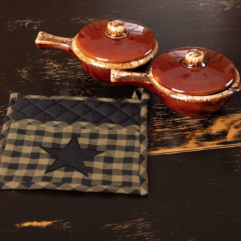 Star Pot Holder 8x8 - Pot Holder - Khaki / Raven