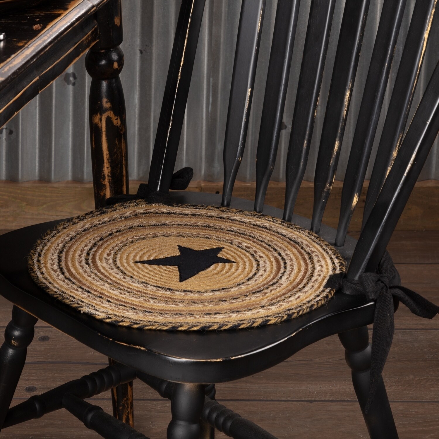 VHC Country Farmhouse Braided Jute Chair Pad Set of 6