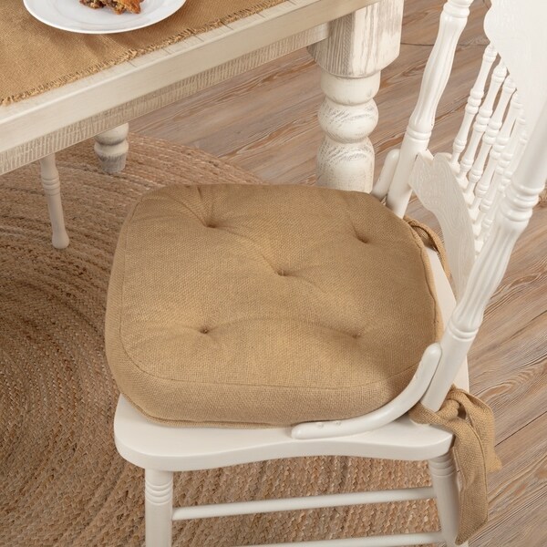 Tan Farmhouse Tabletop Kitchen VHC Burlap Natural Chair Pad Cotton Solid Color Cotton Burlap