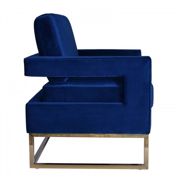 Modrest Edna Modern Blue Velvet Gold Accent Chair On Modern Blue Velvet Gold Accent Chair