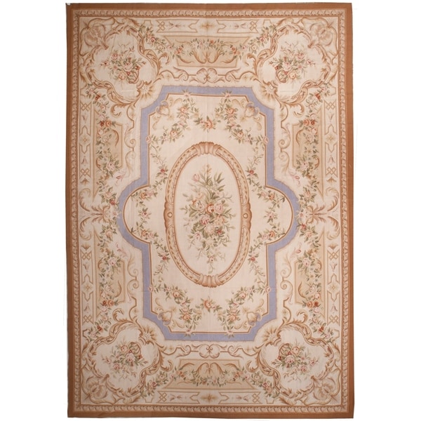 Handknotted Wool Aubusson Rug - 9'9" x 14'