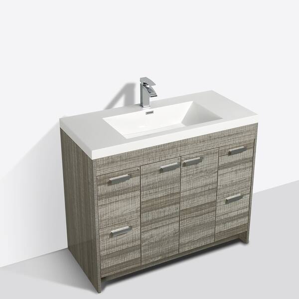 Shop Eviva Lugano 42 Inch Ash Modern Bathroom Vanity With White Integrated Acrylic Top Overstock 26060550