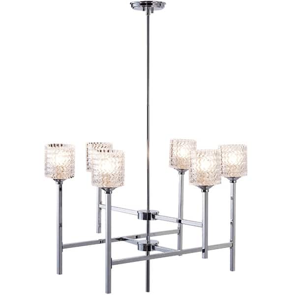 slide 2 of 8, Porch & Den Savoy Chrome 6-light Cut Crystal Chandelier - 55.95-20x31.25x27.71 55.95-20x31.25x27.71 - Chrome