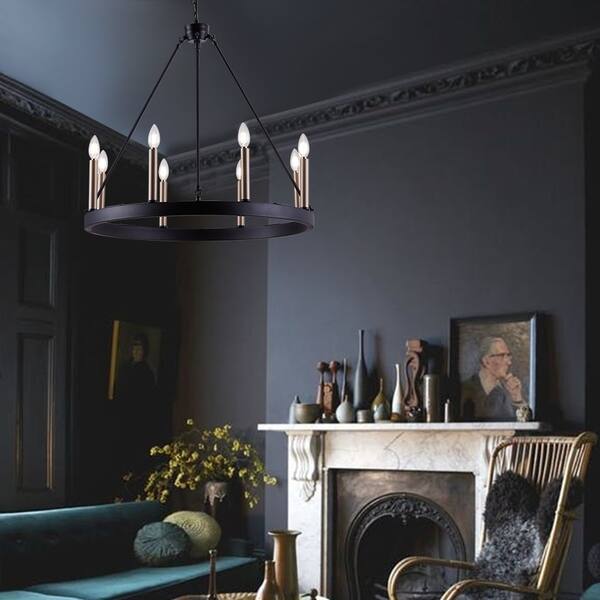Shop Vanity Art 8 Lights Wagon Wheel Chandelier Lighting Farmhouse