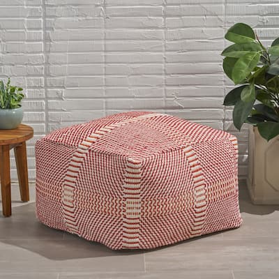 Regatta Bay Outdoor Boho Handcrafted Water Resistant Rectangular Ottoman Pouf by Christopher Knight Home