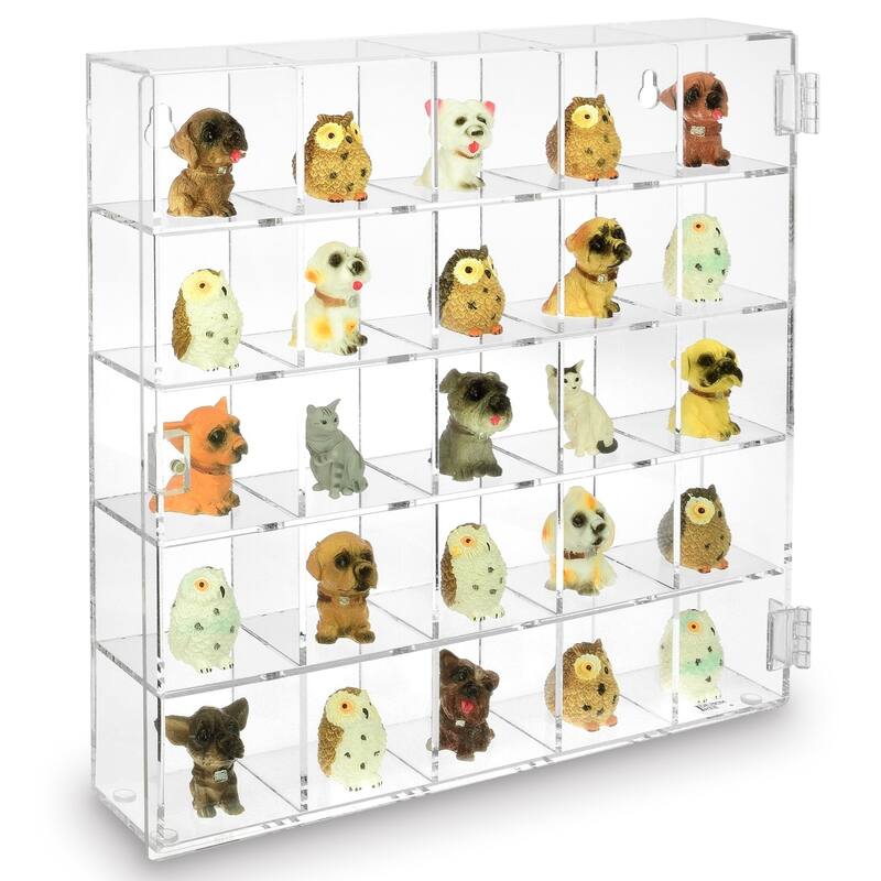 Mountable 25 Compartments Display Case w/ Mirrored Back