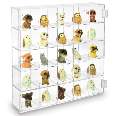 Mountable 25 Compartments Display Case w/ Mirrored Back