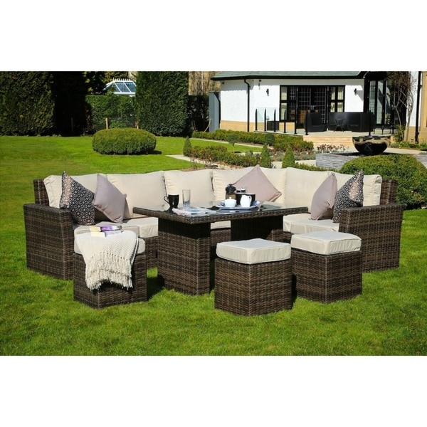 Shop 8-Piece Wicker Sofa Patio Dining Set Outdoor Sectional Furniture