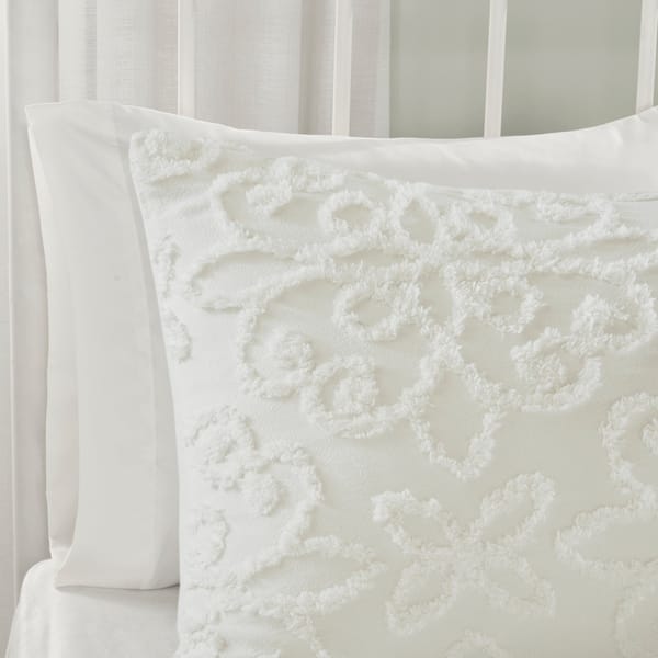 Shop Copper Grove Villach White Tufted Cotton Chenille Duvet Cover