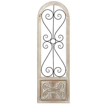 Wood and Metal Wall D�cor with Embossed Bottom Edge, Brown and Black