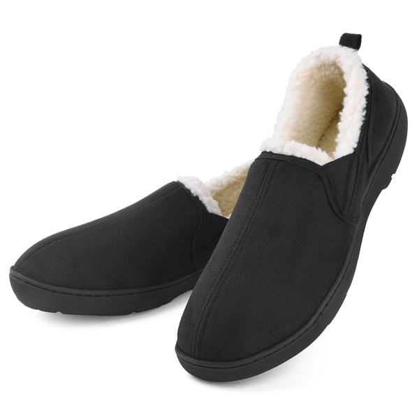 Men/'s Memory Foam Slip On Slippers Plush Lined House Shoes for Anti-Skid Rubber
