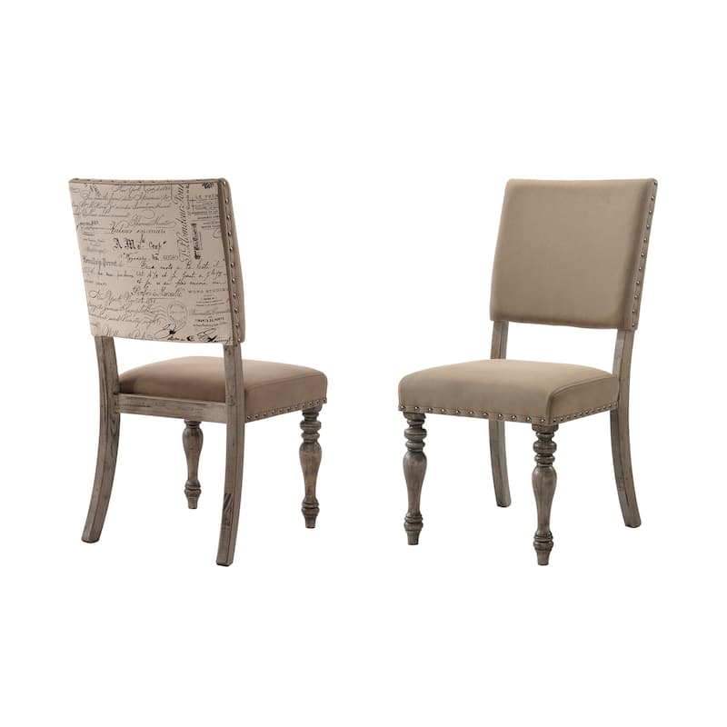 Roundhill Furniture Birmingham Nailhead 8-Piece Table with Nail Head Bench and Arm Chair Dining Set, Driftwood